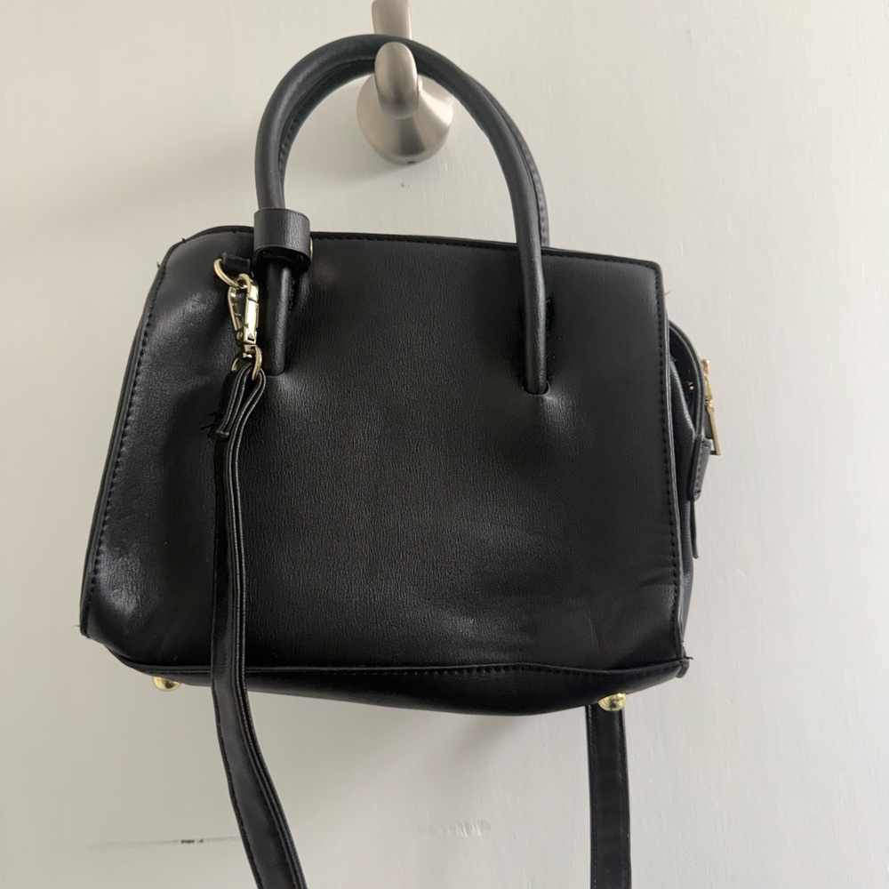 Smal black purse, no brand: 9 1/2” w x 7 1/2” l